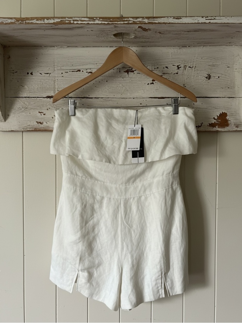 Dolce Vita "Nelson" Strapless Linen Romper in Optic White. Size Small NWT